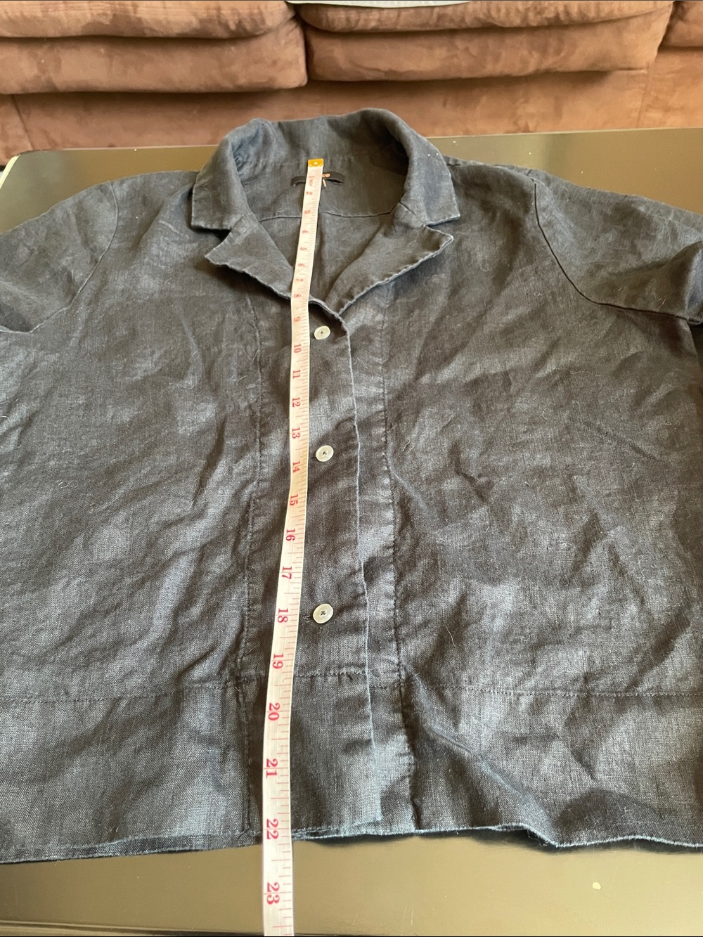 Quince Black Short-Sleeve Button-Down Linen Shirt - Picture 9 of 9